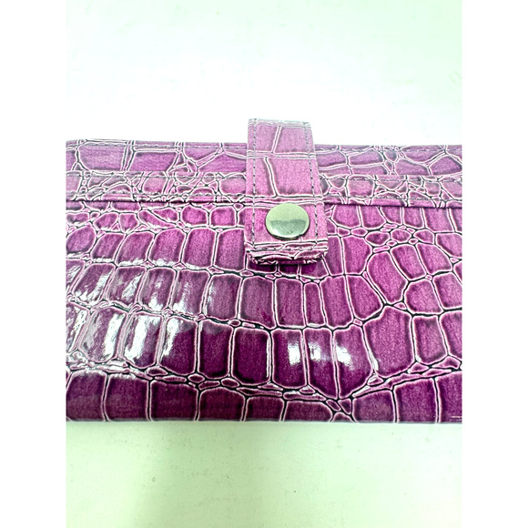 Purple Faux Croc Patent Leather Checkbook Wallet - Picture 3 of 8